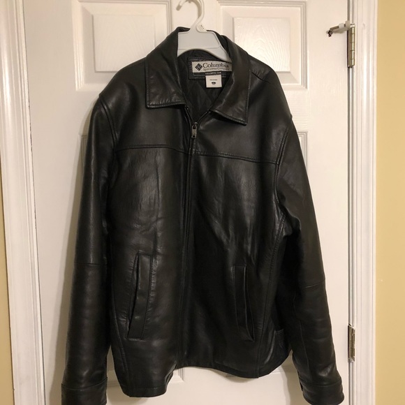 columbia leather bomber jacket
